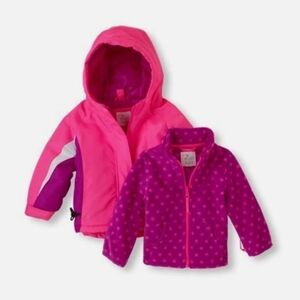 NWT Toddler Girl Warmest Windproof Purple Colorblock Hooded 3 In 1 Jacket 12-18M